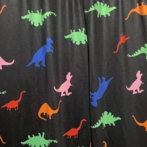 Black Pants with Multicolor Dinosaur Print - Picture 2 of 5